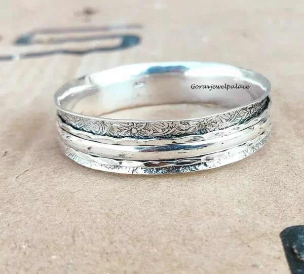 Hammered Bangle, 925 Sterling Silver Bangle, Spinner Bangle